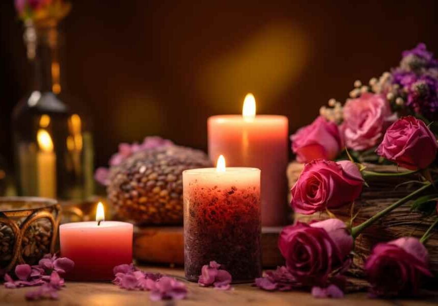 candles-burning-with-roses-on-table
